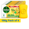 Dettol Lime Fresh Bathing Soap Bar Pack of 4 100g each