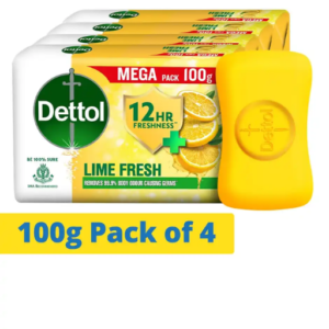 Dettol Lime Fresh Bathing Soap Bar Pack of 4 100g each