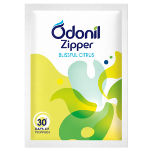 Odonil Blissful Citrus Zipper Air Freshener 10g Wardrobe Bathroom Car Freshener