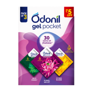 Odonil Mix Gel Pocket Air Freshener Pack of 3 Floral Valley Wild Forest Citrus Bloom Bathroom Freshener