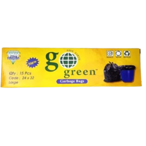 Go Green Garbage Cover Large Size L Strong Leak Resistant Garbage Bags 15 Pieces