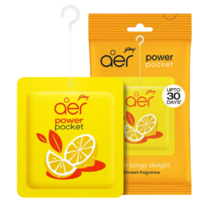 Godrej Aer Power Pocket Tangy Delight Bathroom Air Freshener 10g Lemon Fragrance