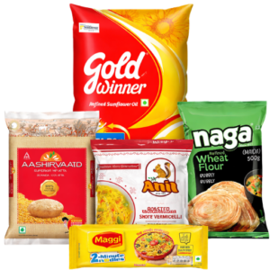 Mega Kitchen Combo with Gold Winner Oil Aashirvaad Atta Naga Maida Anil Vermicelli and Maggi Grocery Pack