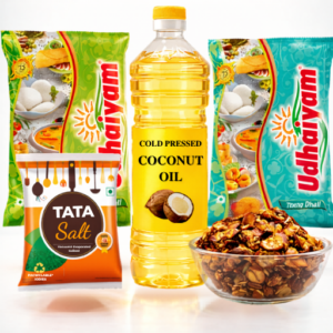 Smart Kitchen Combo with Cold Pressed Coconut Oil Udhaiyam Urad Dal Udhaiyam Toor Dal Tata Salt and Palm Jaggery