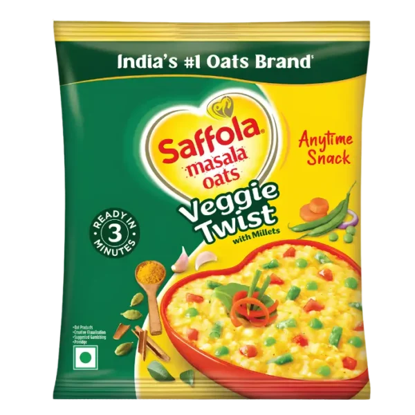 Saffola Masala Oats Veggie Twist 38g Instant Masala Oats Pack