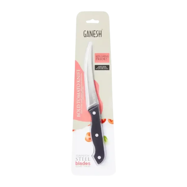 Ganesh Stainless Steel Tomato & Vegetable Cutting Knife, Serrated Edge – Colour May Vary | 1 pc