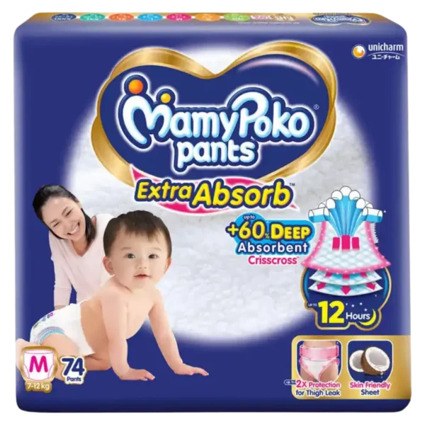 MamyPoko Extra Absorb Pant Style Diaper | M | 74 pcs
