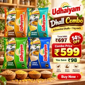 Udhaiyam 4-in-1 Dhall Combo 4 x 1kg Assorted Dal Pack