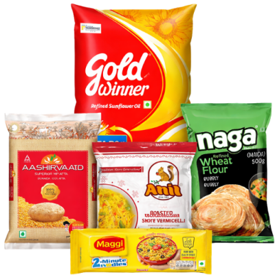 Mega Kitchen Combo with Gold Winner Oil Aashirvaad Atta Naga Maida Anil Vermicelli and Maggi Grocery Pack