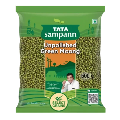 Tata Sampann Unpolished Green Moong 550g Whole Green Gram Pack