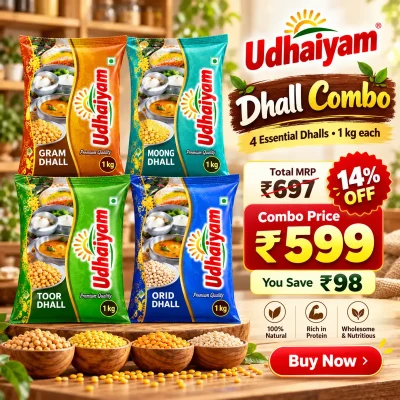 Udhaiyam 4-in-1 Dhall Combo 4 x 1kg Assorted Dal Pack