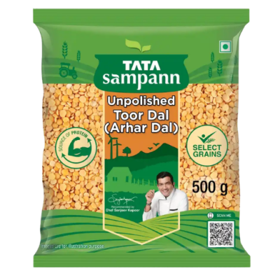 Tata Sampann Unpolished Toor Dal Arhar Dal 500g Premium Protein Rich Dal