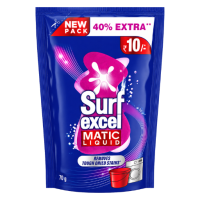 Surf Excel Matic Liquid Sachet 70g detergent liquid for tough dried stain removal